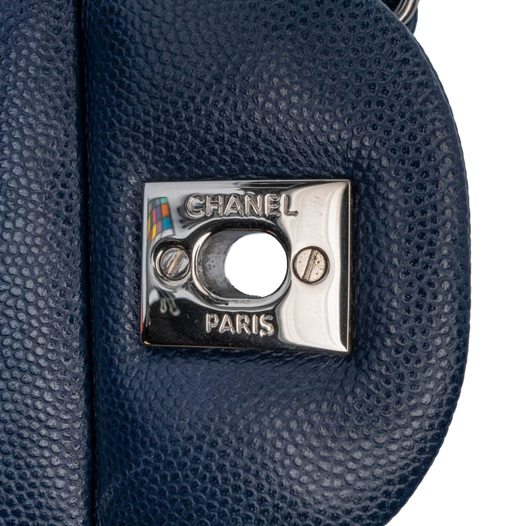 Jumbo Classic Caviar Double Flap Blue - Gaby Paris