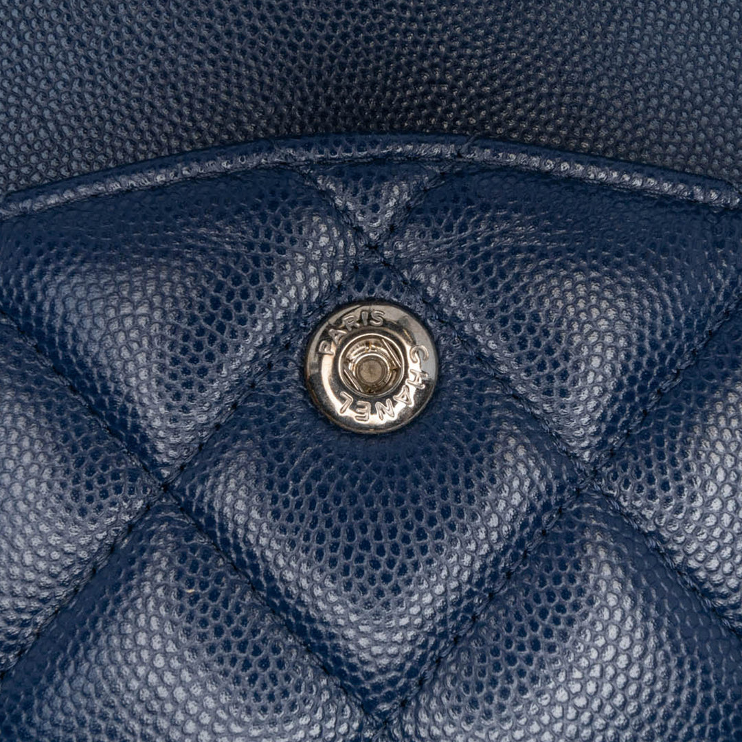 Jumbo Classic Caviar Double Flap Blue - Gaby Paris