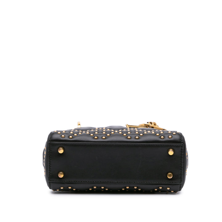 Mini Lambskin Cannage Studded Supple Lady Dior Black - Gaby Paris