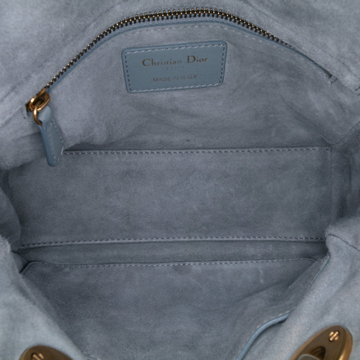 Small Lambskin Cannage Studded Supple Lady Dior Gray - Gaby Paris