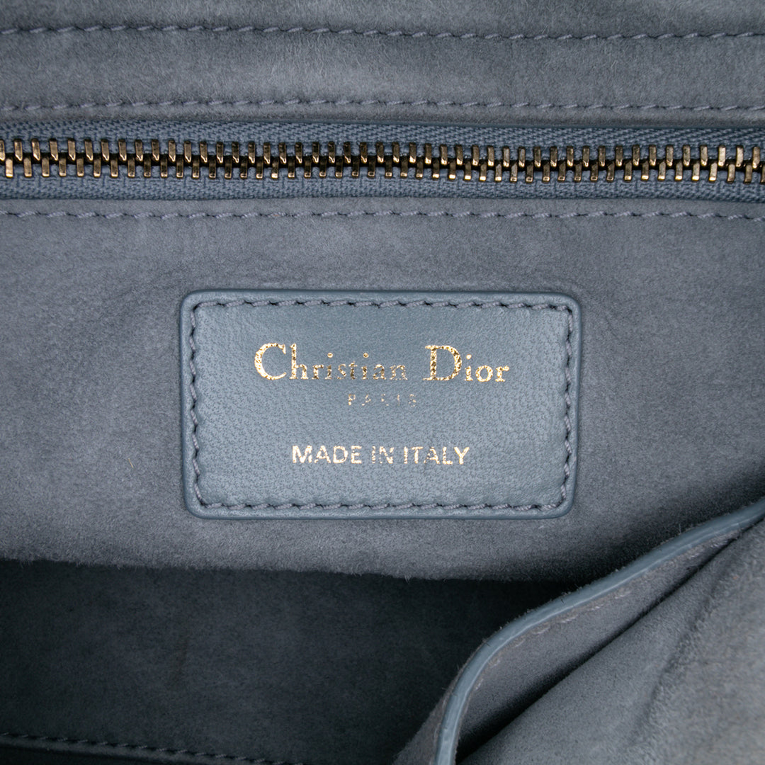 Small Lambskin Cannage Studded Supple Lady Dior Gray - Gaby Paris