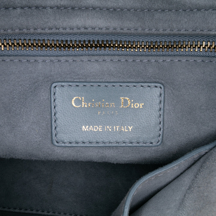 Small Lambskin Cannage Studded Supple Lady Dior Gray - Gaby Paris
