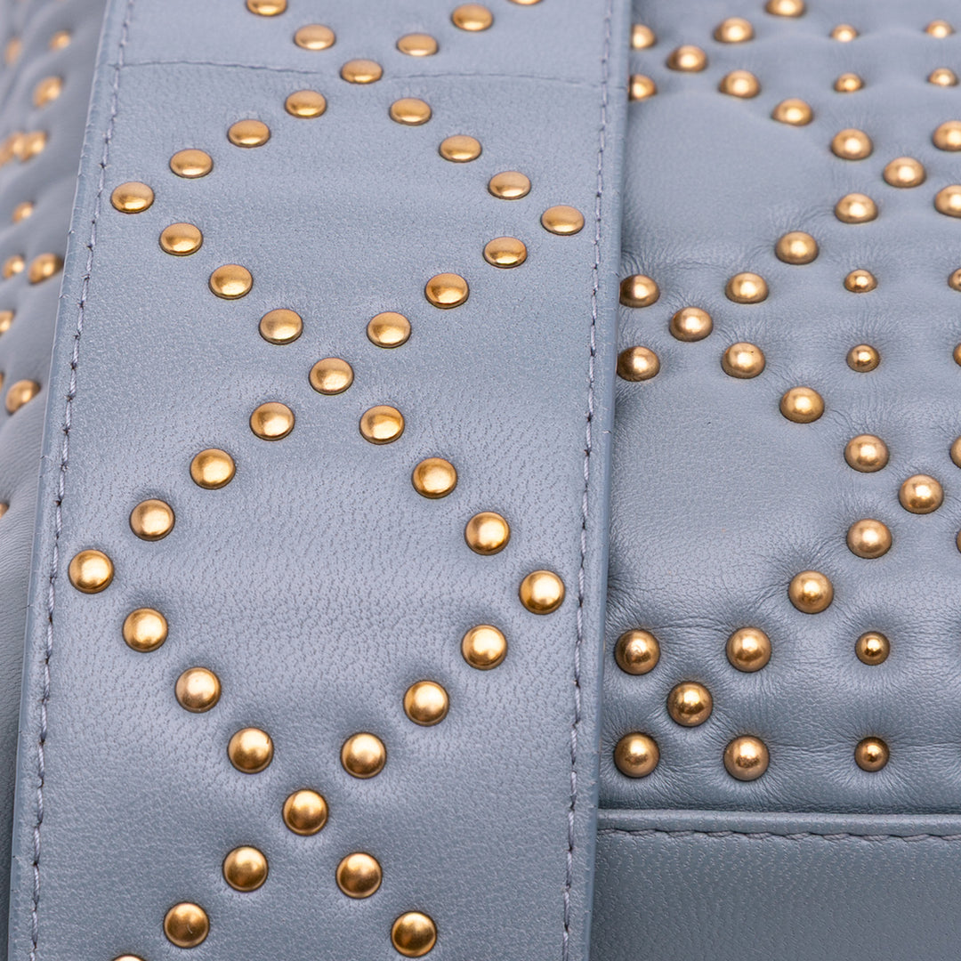 Small Lambskin Cannage Studded Supple Lady Dior Gray - Gaby Paris