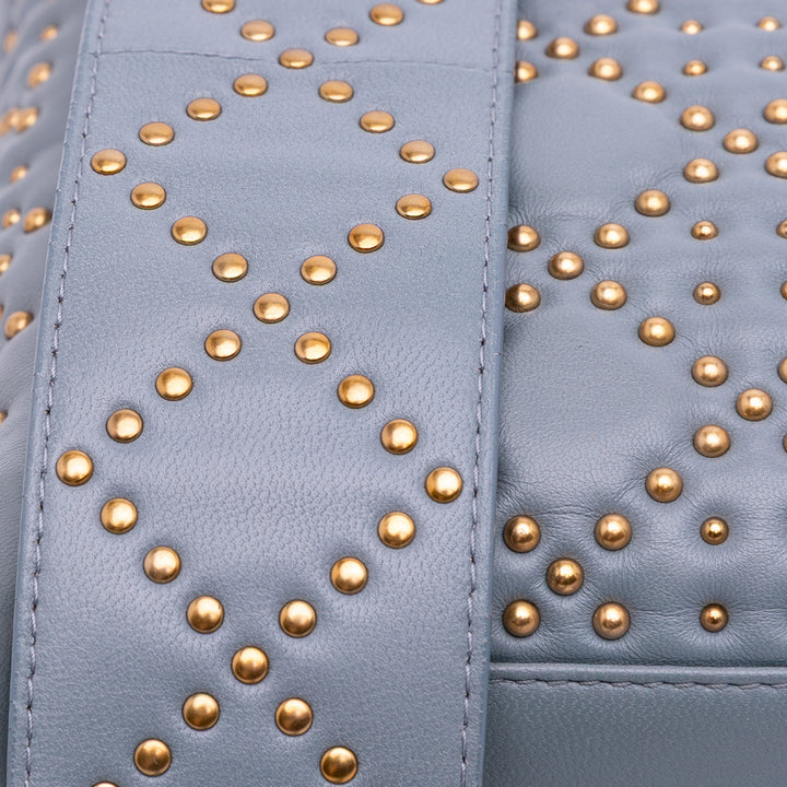 Small Lambskin Cannage Studded Supple Lady Dior Gray - Gaby Paris