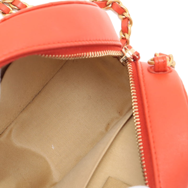 Chanel CC Matelassé Cuir d’agneau Perle Crush Rond Pochette avec chaîne