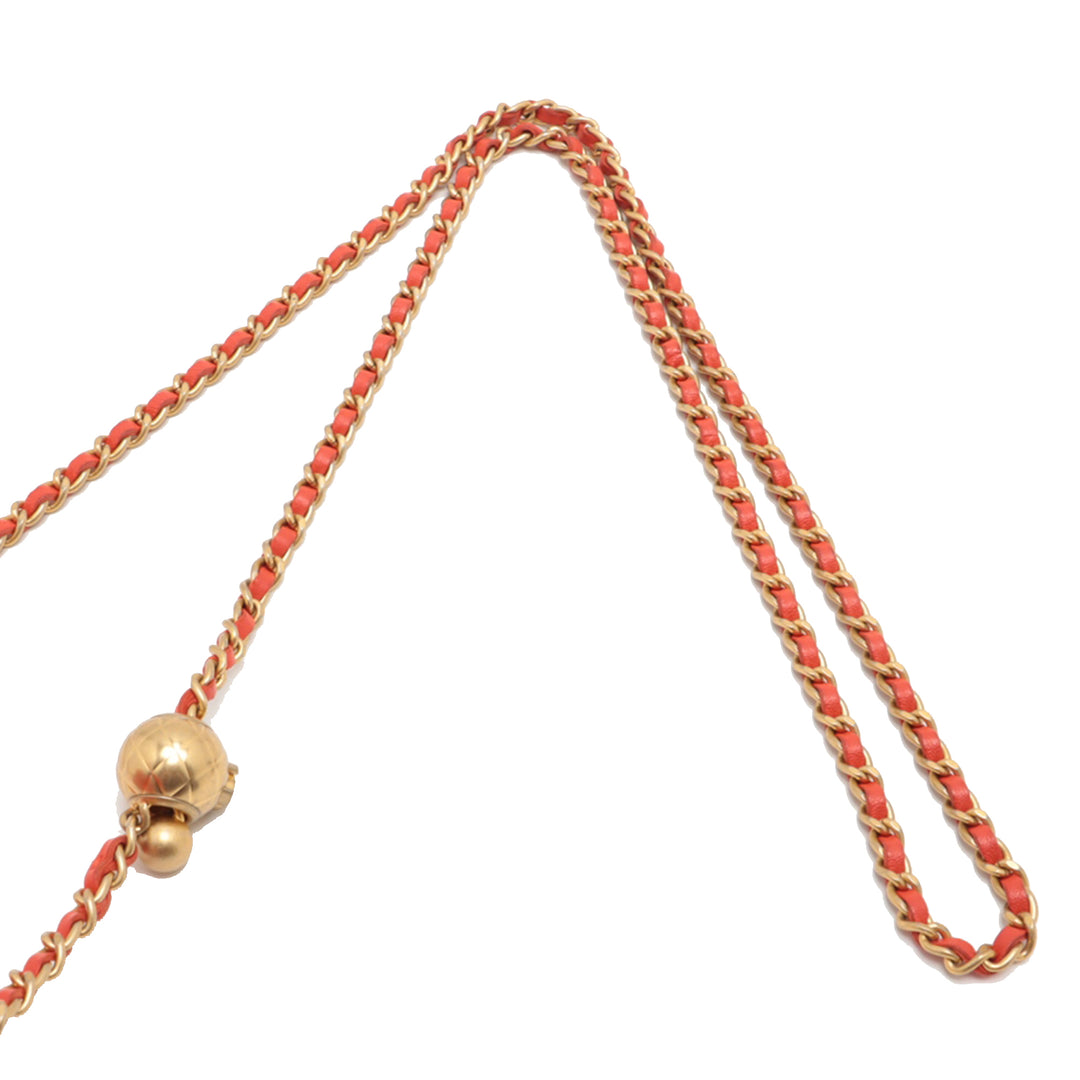 Chanel CC Matelassé Cuir d’agneau Perle Crush Rond Pochette avec chaîne