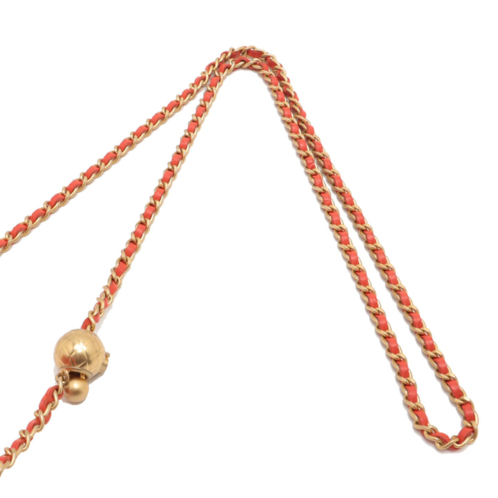 Chanel CC Matelassé Cuir d’agneau Perle Crush Rond Pochette avec chaîne