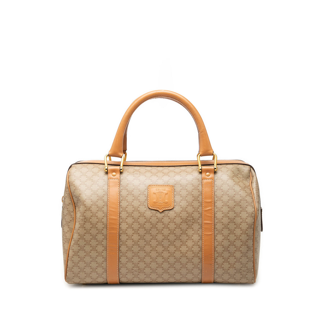 Celine Sac à main Macadam Boston Toile enduite Beige – vue principale – GABY PARIS