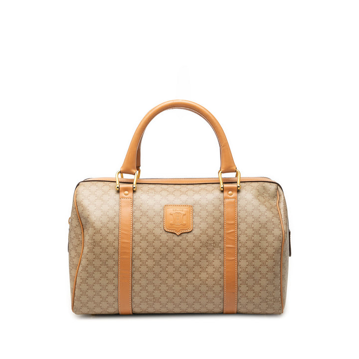 Celine Sac à main Macadam Boston Toile enduite Beige – vue principale – GABY PARIS