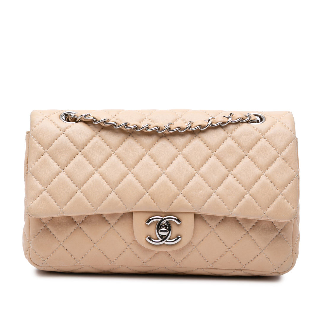 Medium Classic Lambskin Double Flap Brown - Gaby Paris