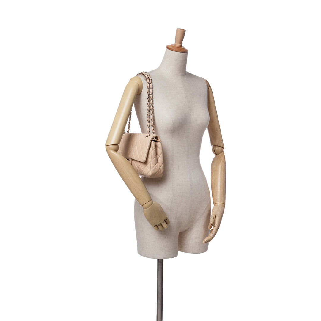 Medium Classic Lambskin Double Flap Brown - Gaby Paris