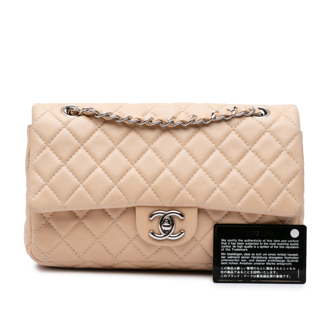 Medium Classic Lambskin Double Flap Brown - Gaby Paris