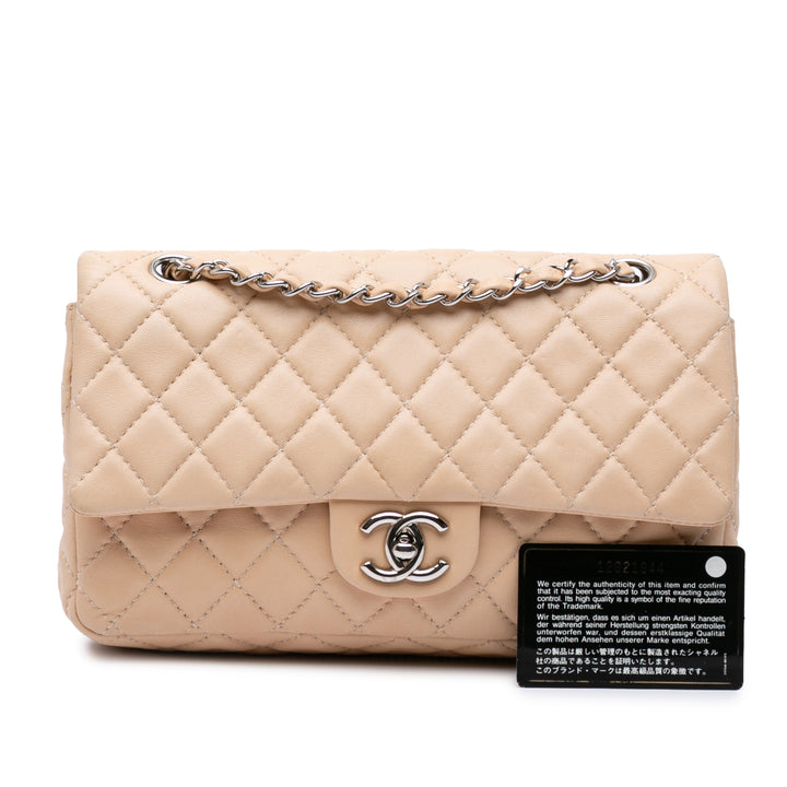 Medium Classic Lambskin Double Flap Brown - Gaby Paris