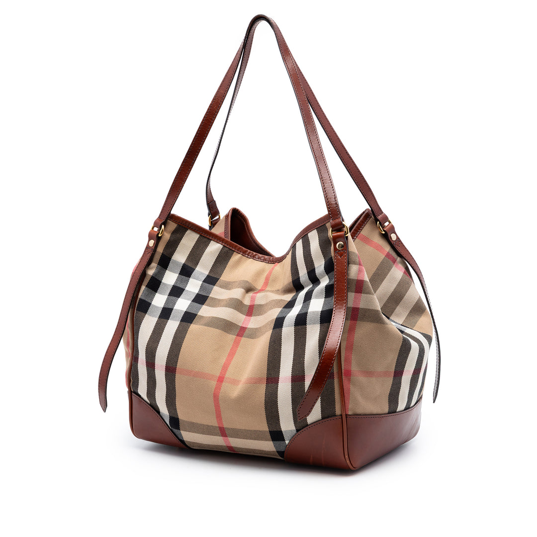 Burberry Small House Check Toile Bridle Canterbury Cabas