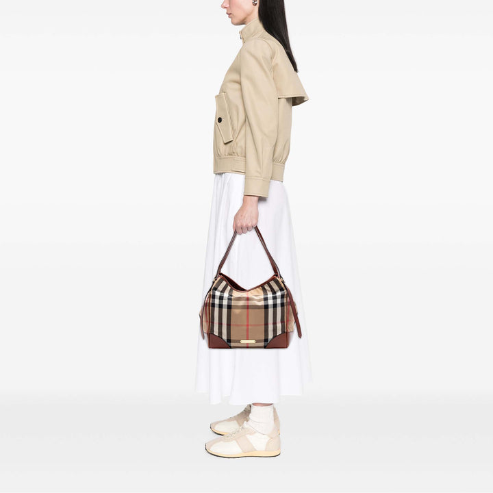 Burberry Small House Check Toile Bridle Canterbury Cabas