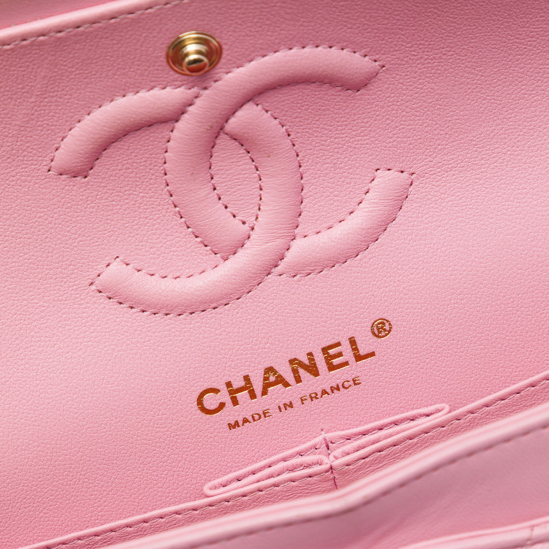 Chanel Classic Double rabat Petit Cuir d'agneau Rose
