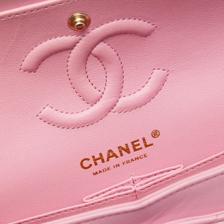 Chanel Classic Double rabat Petit Cuir d'agneau Rose