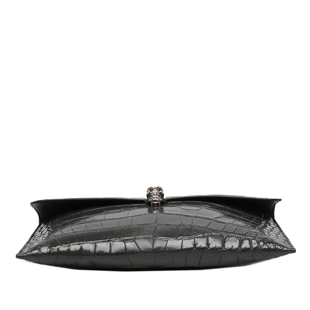Alexander McQueen Pochette Croc embossé Skull Noir – vue 3 – GABY PARIS