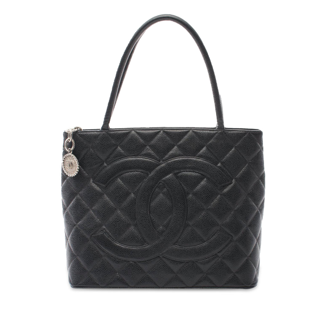 Caviar Medallion Tote Black - Gaby Paris