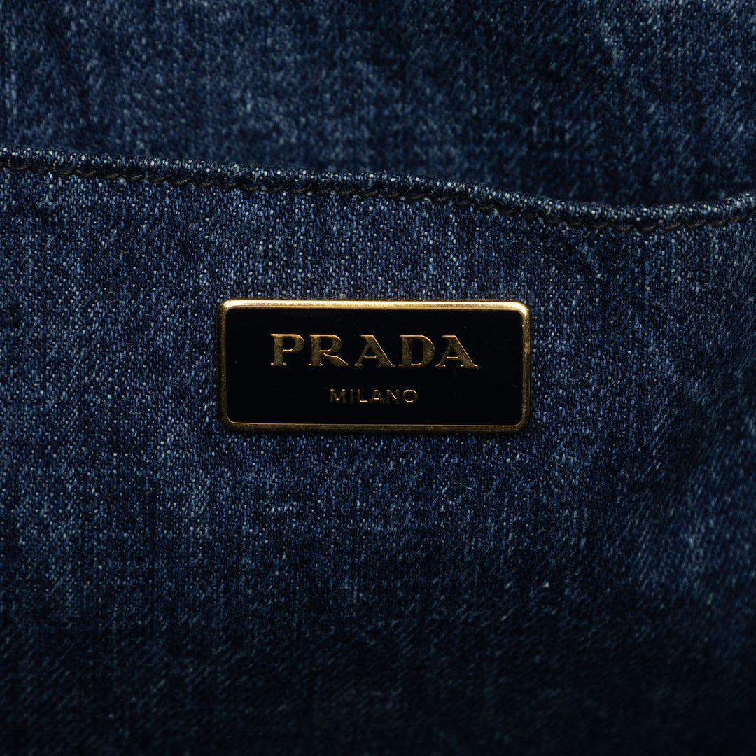 Prada Canapa Logo Cabas Jean Bleu – vue 5 – GABY PARIS