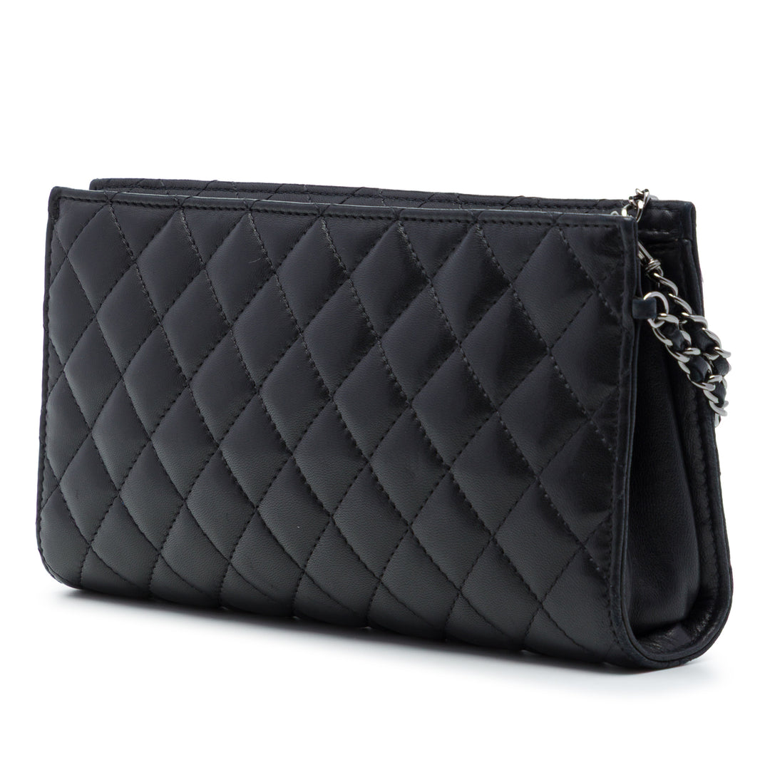 Métallisé et Matelassé Mineral Nights Pochette Wristlet Cuir d'agneau Noir