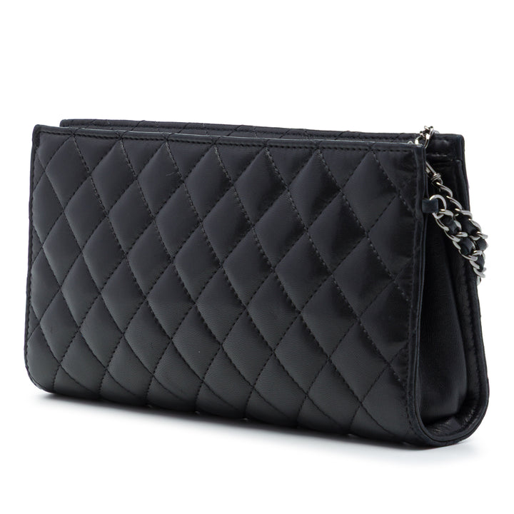 Métallisé et Matelassé Mineral Nights Pochette Wristlet Cuir d'agneau Noir
