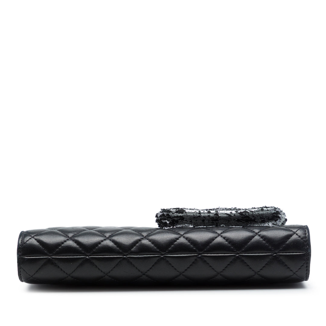 Métallisé et Matelassé Mineral Nights Pochette Wristlet Cuir d'agneau Noir