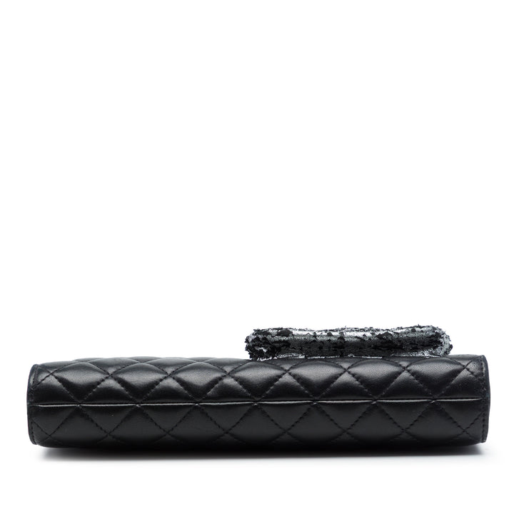 Métallisé et Matelassé Mineral Nights Pochette Wristlet Cuir d'agneau Noir