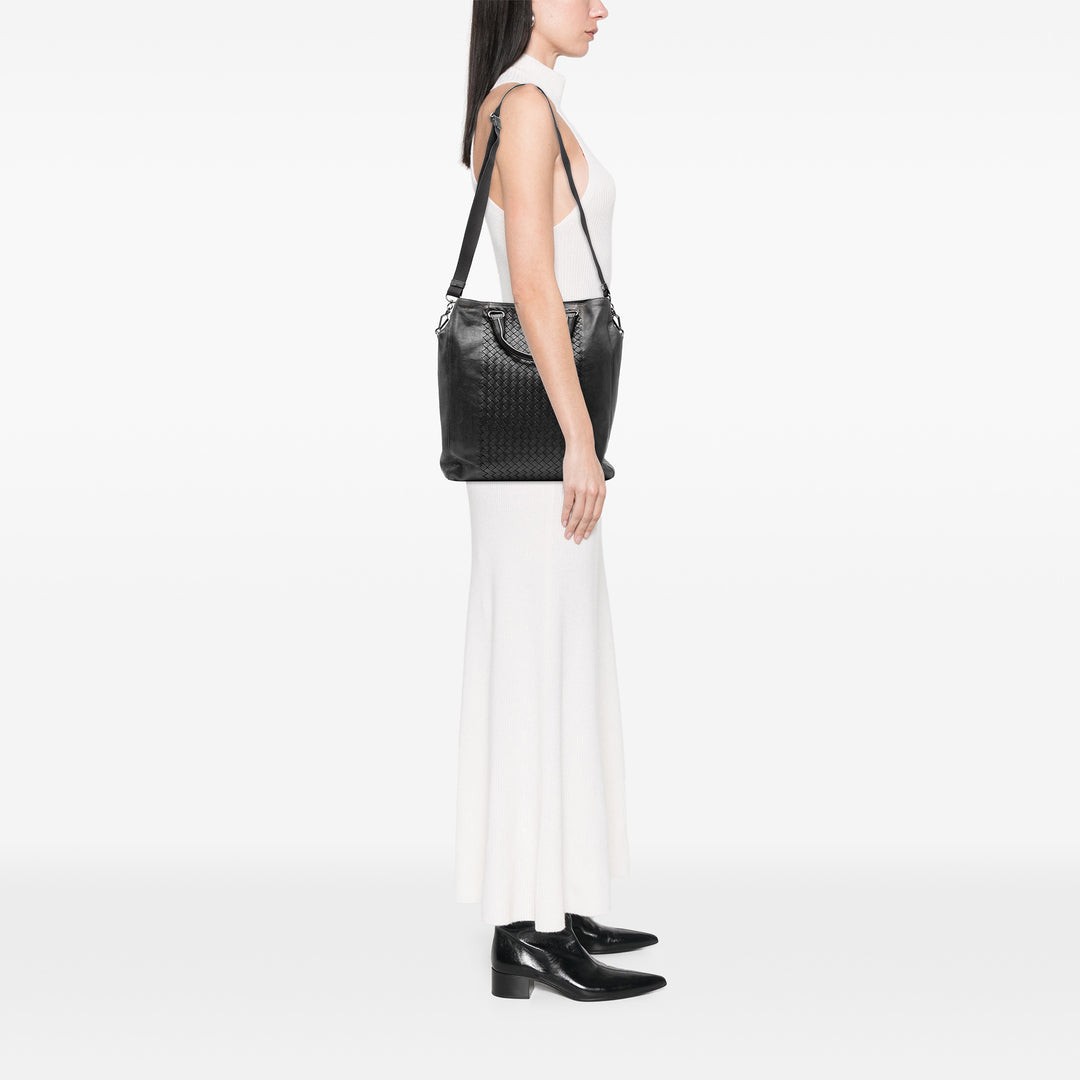 Bottega Veneta Nappa Intrecciato Vertical Convertible Sac cartable Noir – GABY PARIS Authentique