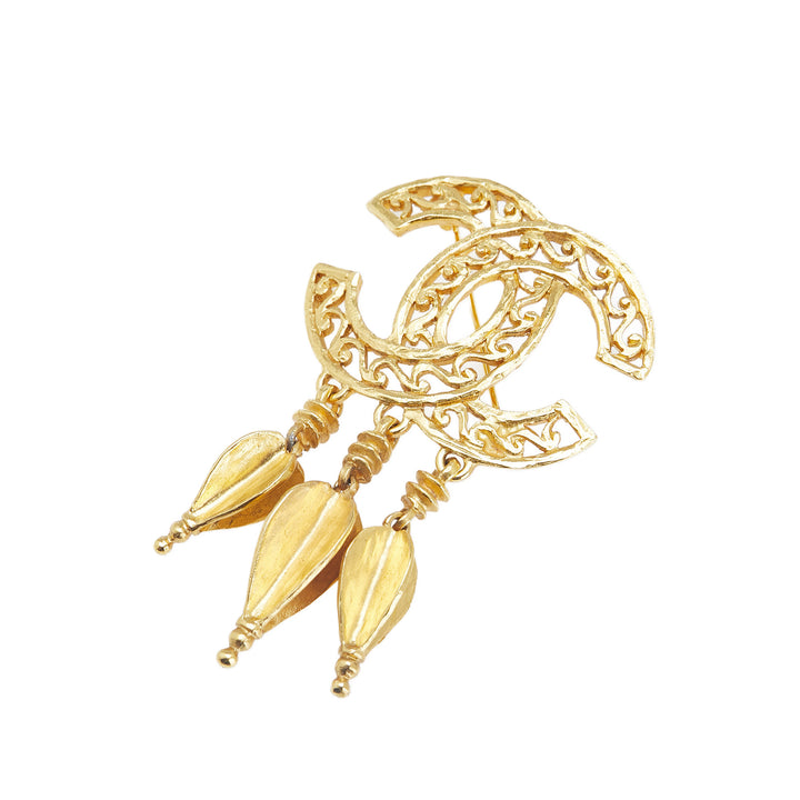 Chanel CC plaqué Fretwork Fringe Broche – GABY PARIS Authentique
