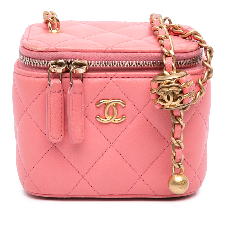 Chanel Mini Matelassé Cuir d’agneau Perle Crush Vanity avec chaîne