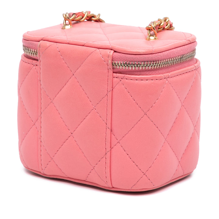 Chanel Mini Matelassé Cuir d’agneau Perle Crush Vanity avec chaîne