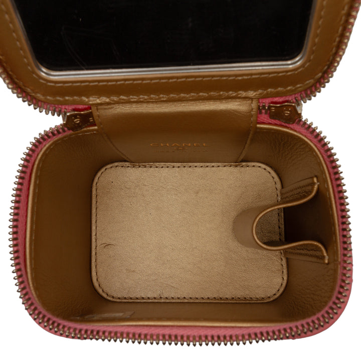 Chanel Mini Matelassé Cuir d’agneau Perle Crush Vanity avec chaîne