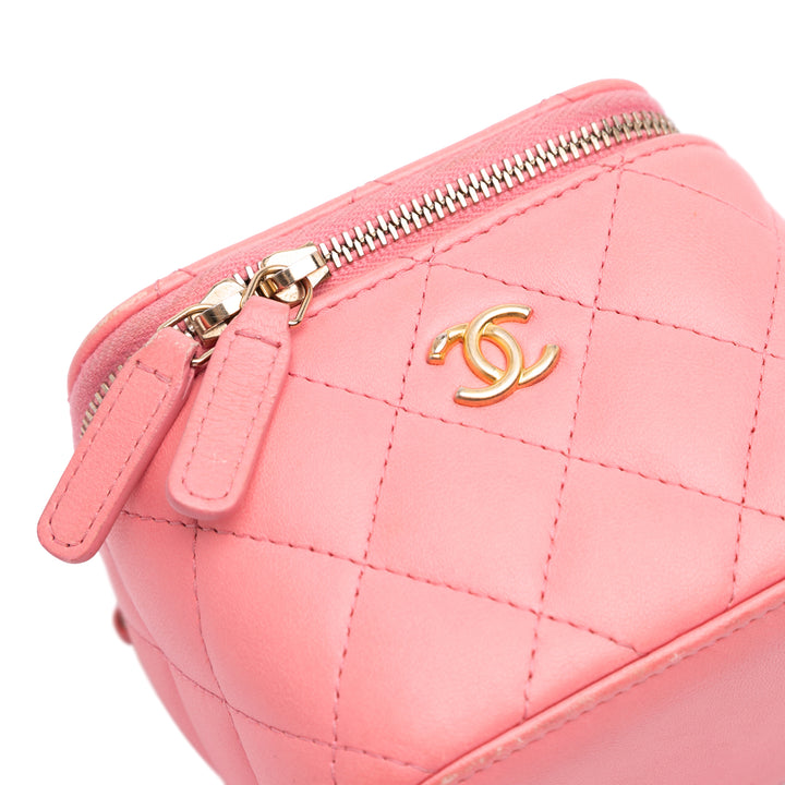Chanel Mini Matelassé Cuir d’agneau Perle Crush Vanity avec chaîne