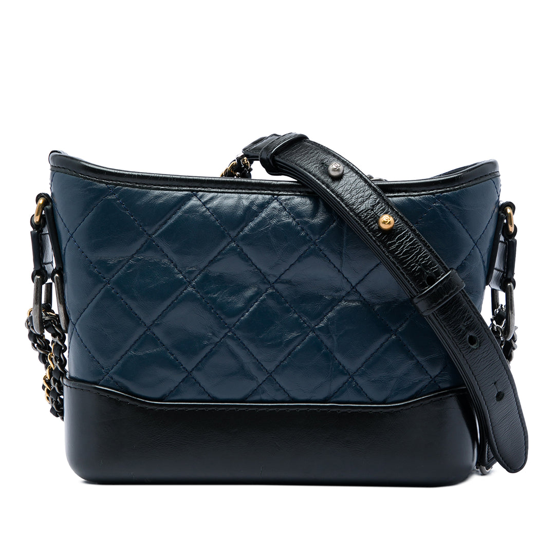 Chanel Bicolore Matelassé vieilli Gabrielle Hobo Petit Cuir de veau Bleu