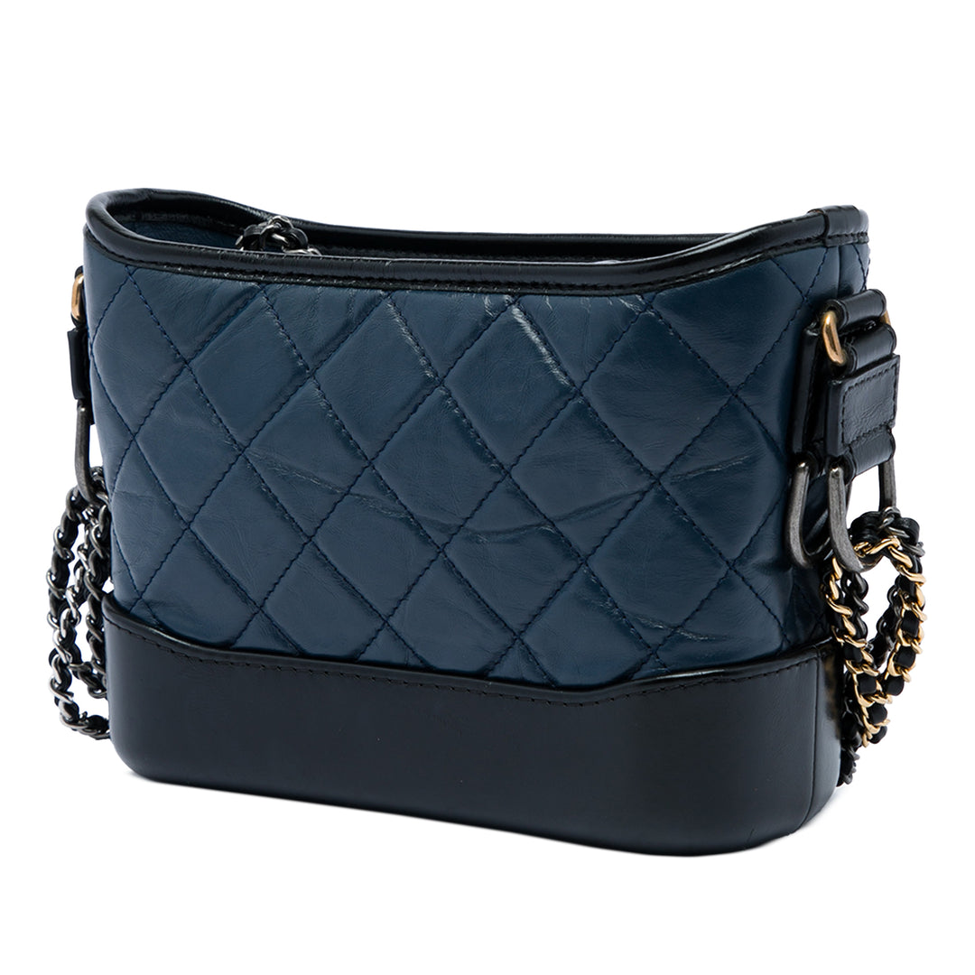 Chanel Bicolore Matelassé vieilli Gabrielle Hobo Petit Cuir de veau Bleu