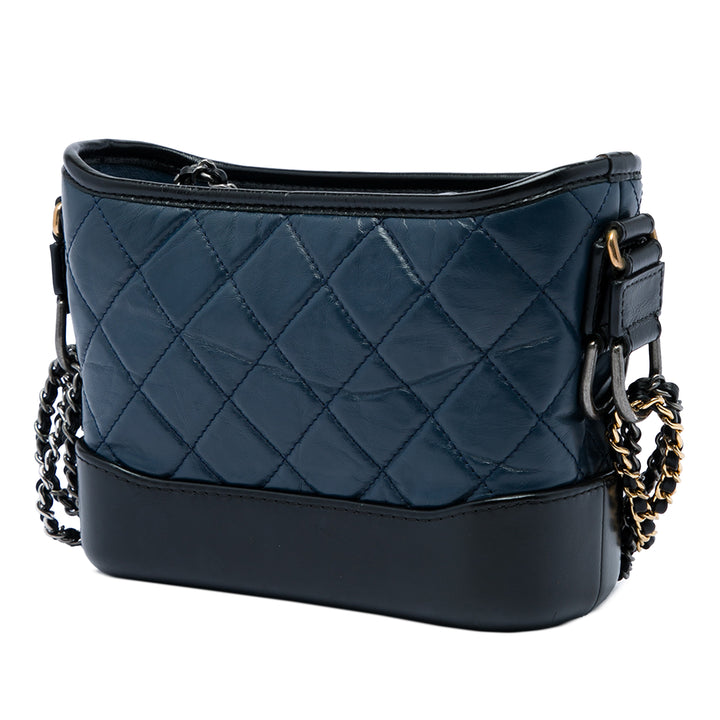 Chanel Bicolore Matelassé vieilli Gabrielle Hobo Petit Cuir de veau Bleu