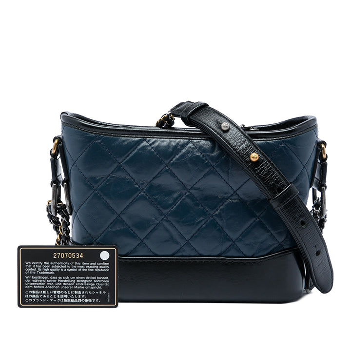 Chanel Bicolore Matelassé vieilli Gabrielle Hobo Petit Cuir de veau Bleu