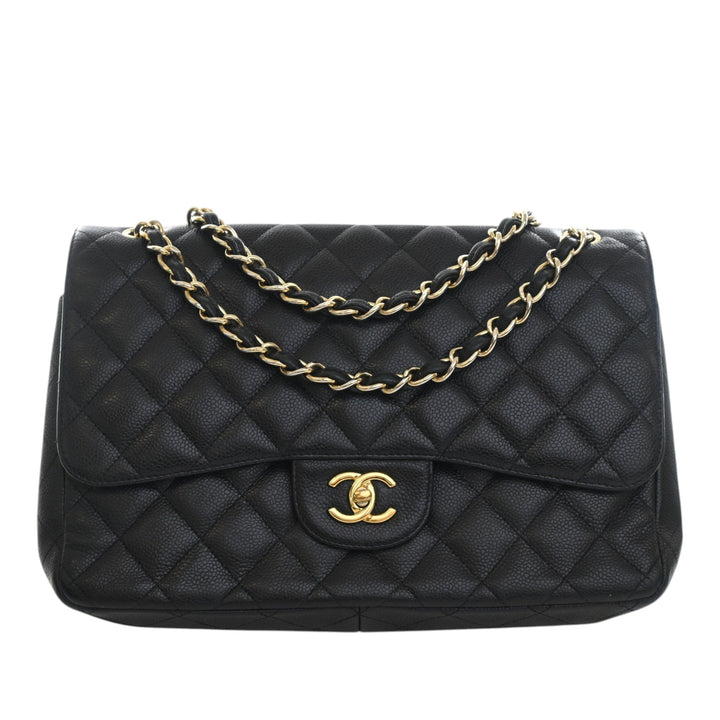 Classic Double rabat Jumbo Cuir caviar Noir