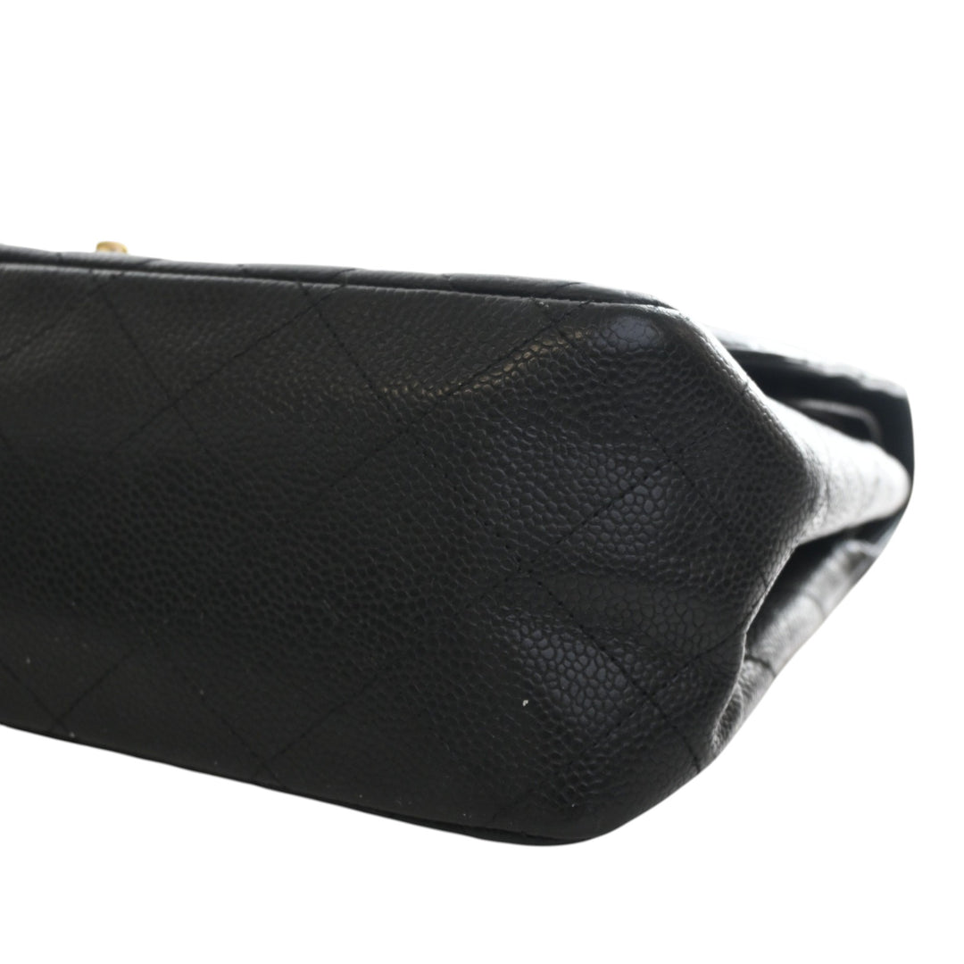 Classic Double rabat Jumbo Cuir caviar Noir