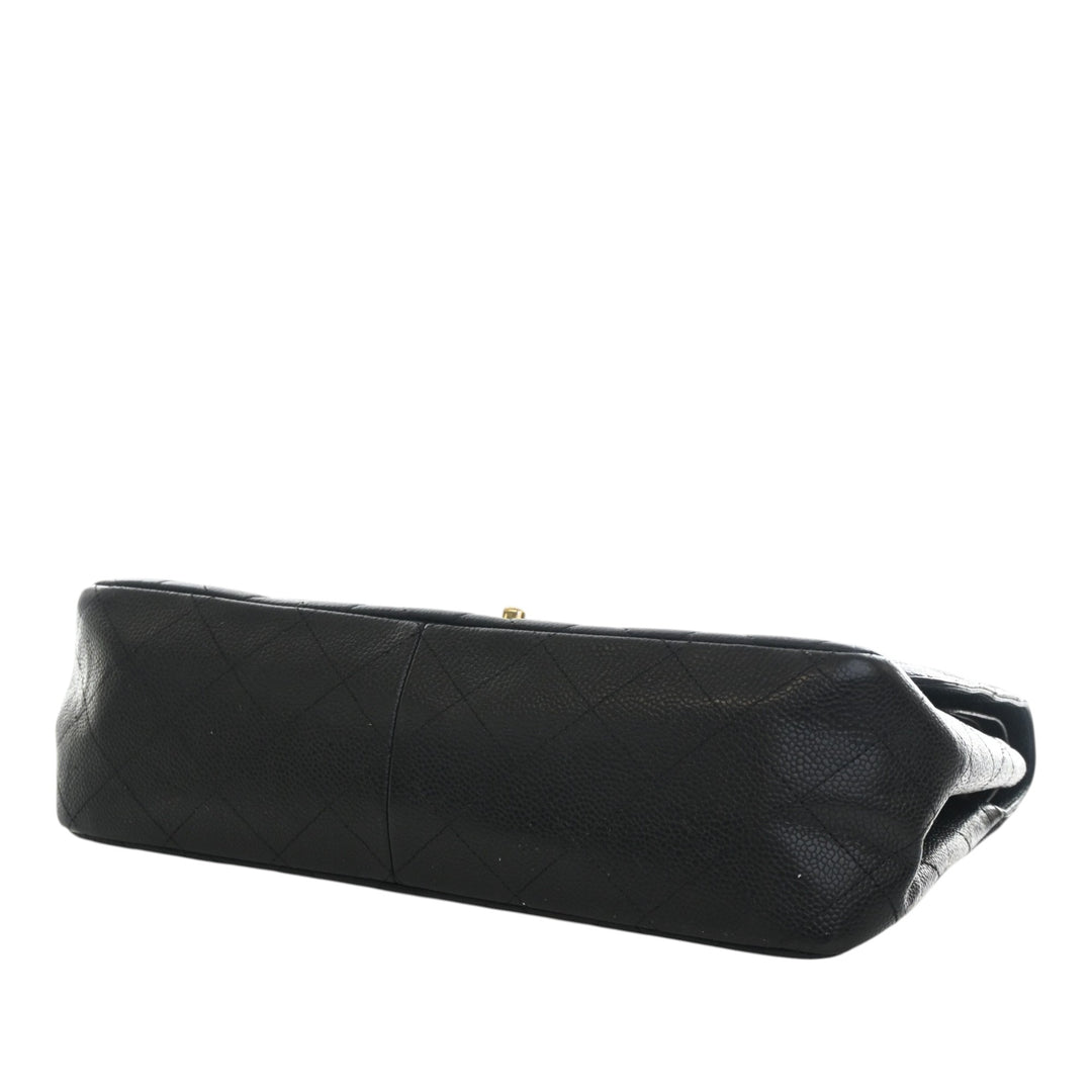 Classic Double rabat Jumbo Cuir caviar Noir