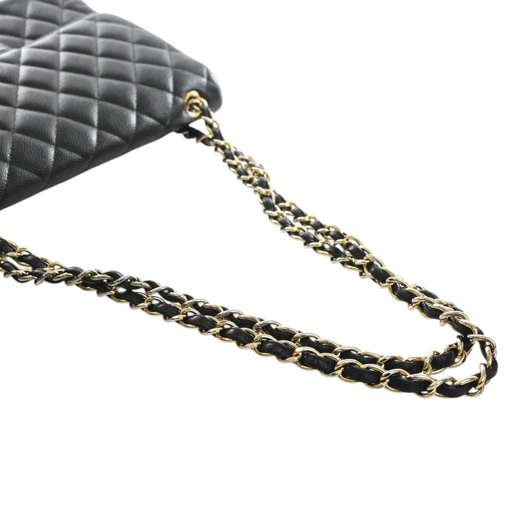 Classic Double rabat Jumbo Cuir caviar Noir