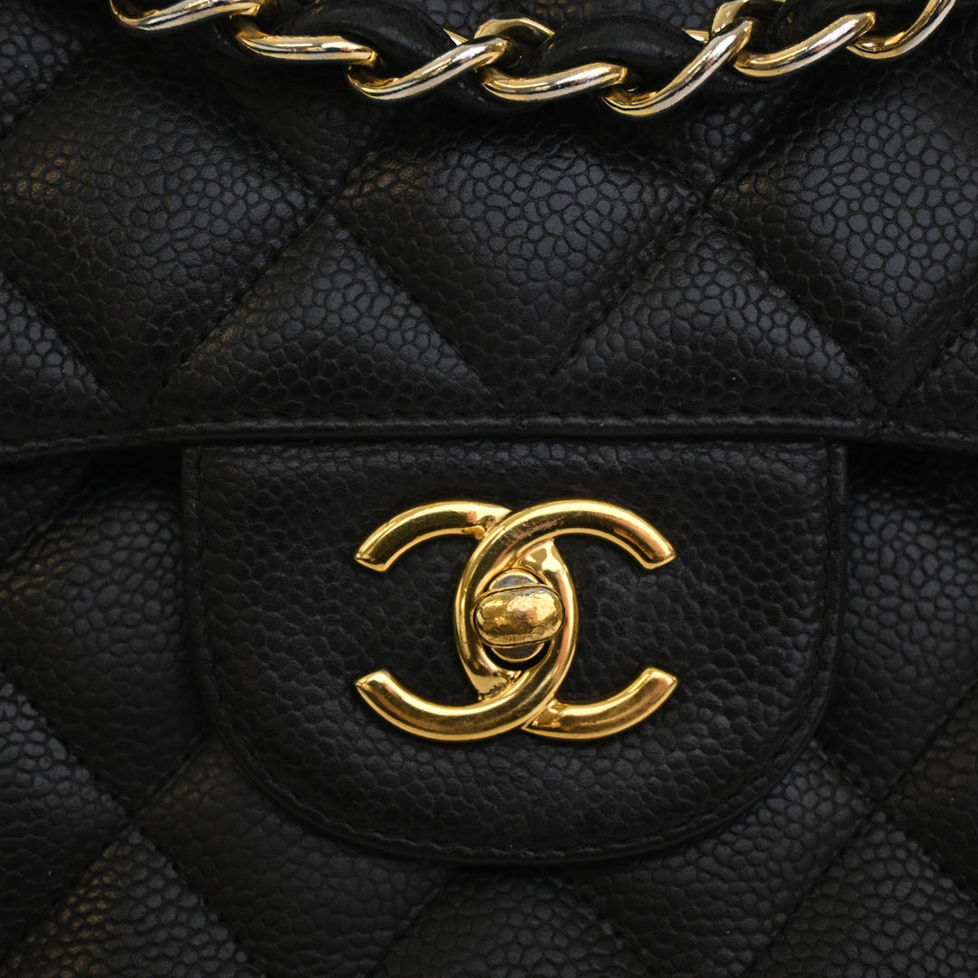 Classic Double rabat Jumbo Cuir caviar Noir