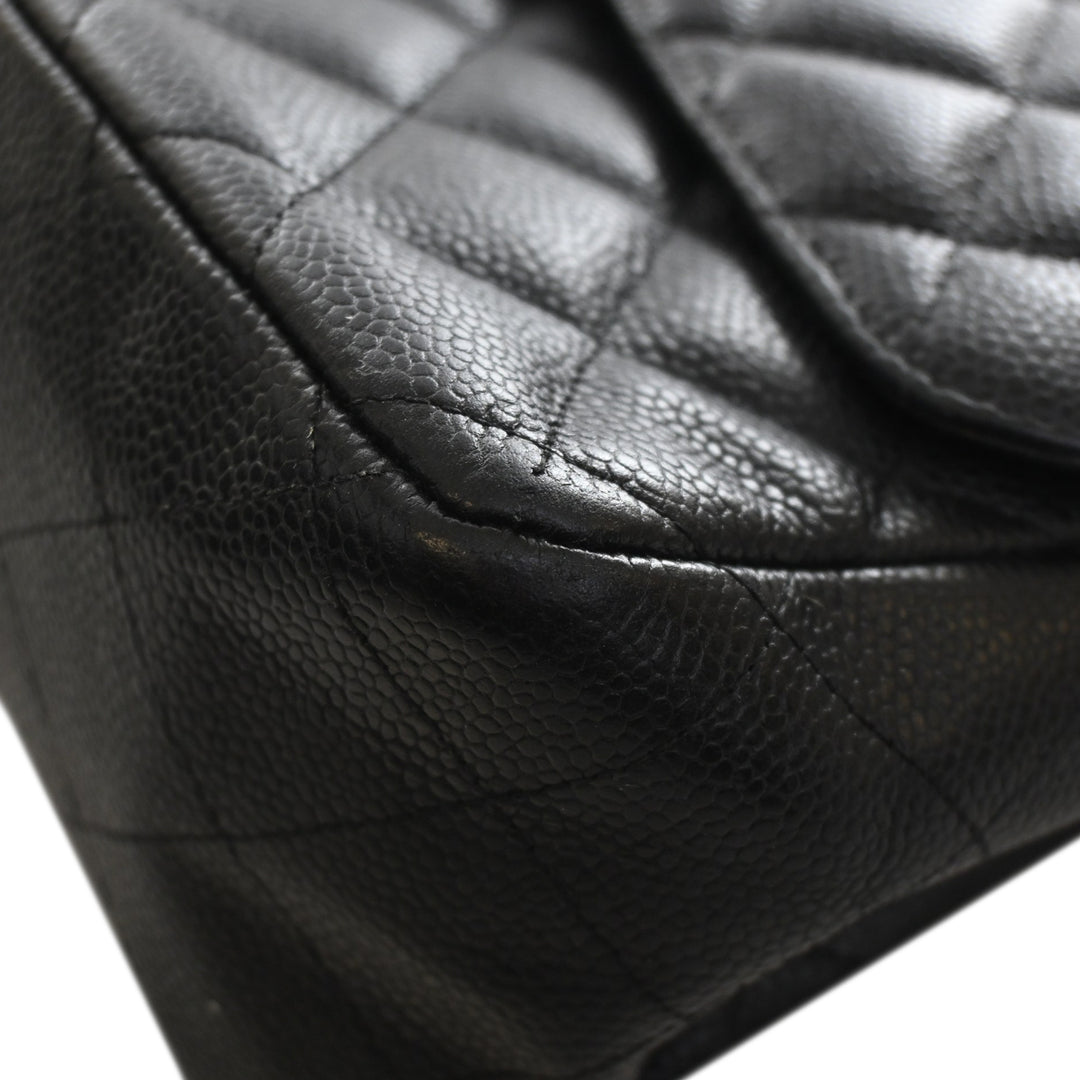 Classic Double rabat Jumbo Cuir caviar Noir
