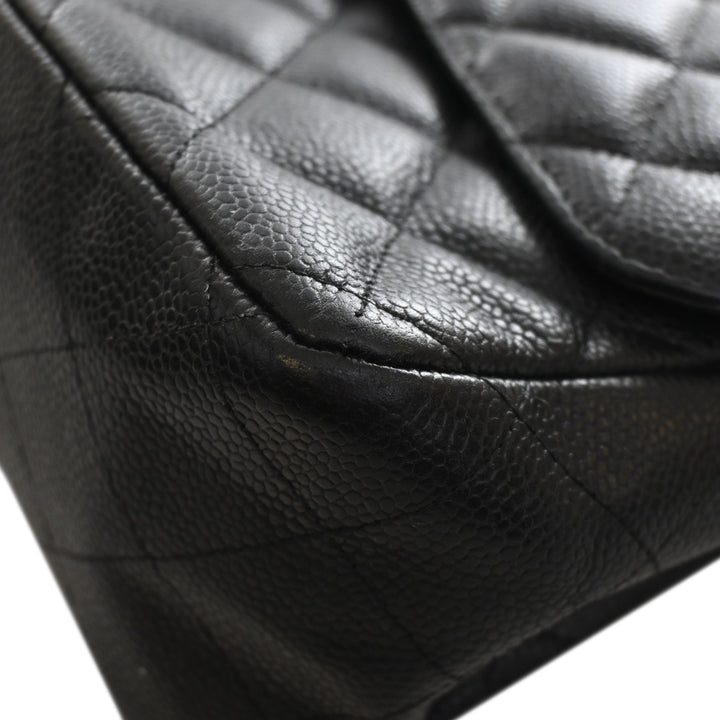 Classic Double rabat Jumbo Cuir caviar Noir