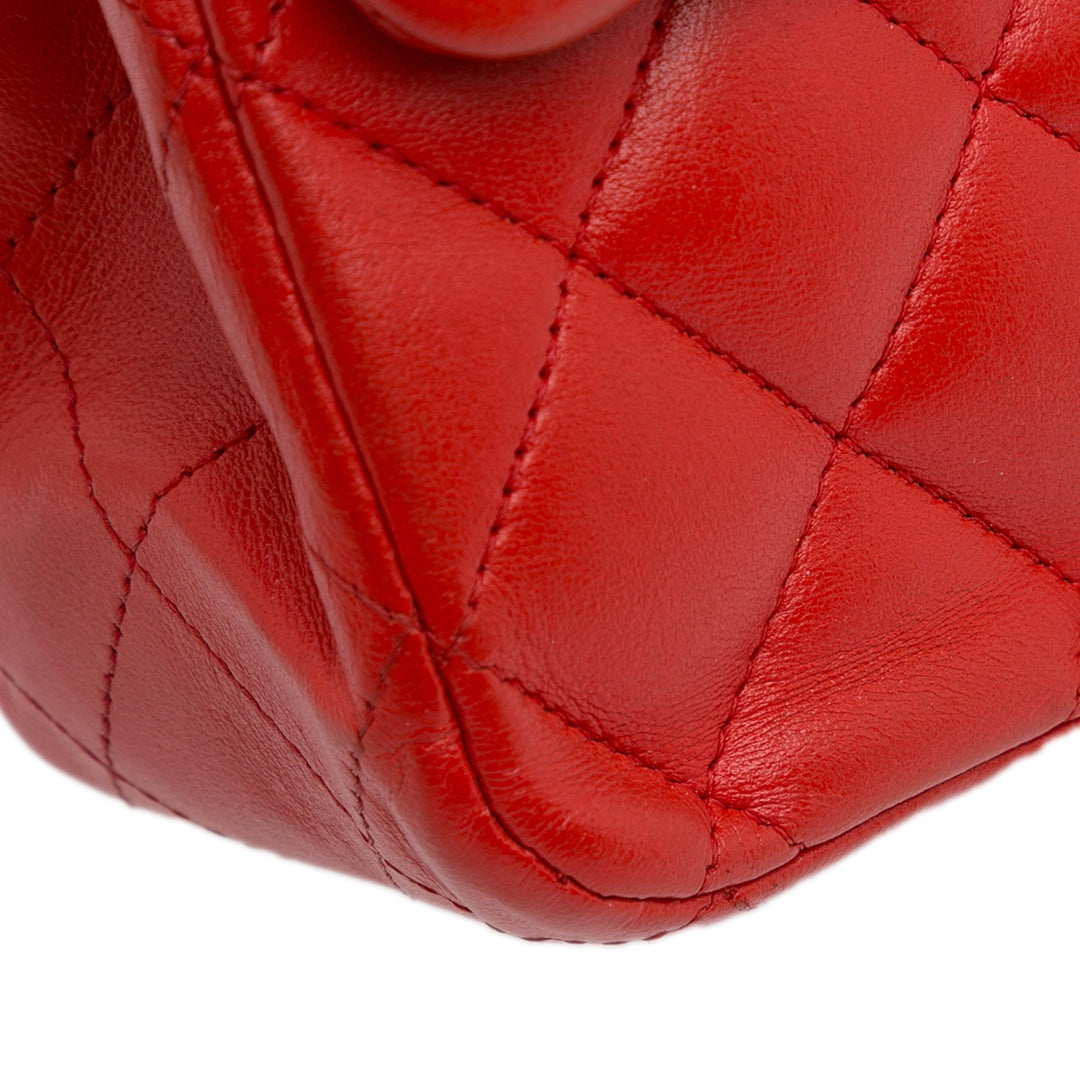 Medium Classic Lambskin Double Flap Red - Gaby Paris