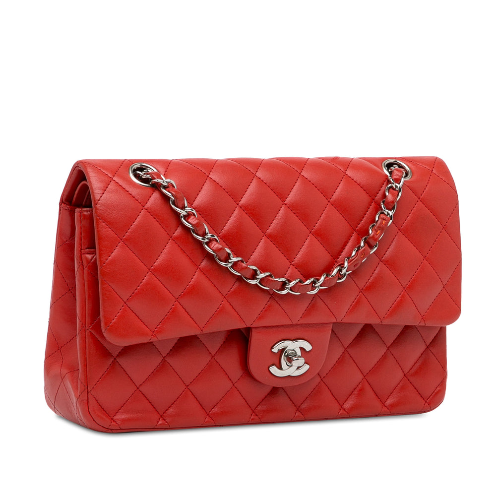 Medium Classic Lambskin Double Flap Red - Gaby Paris