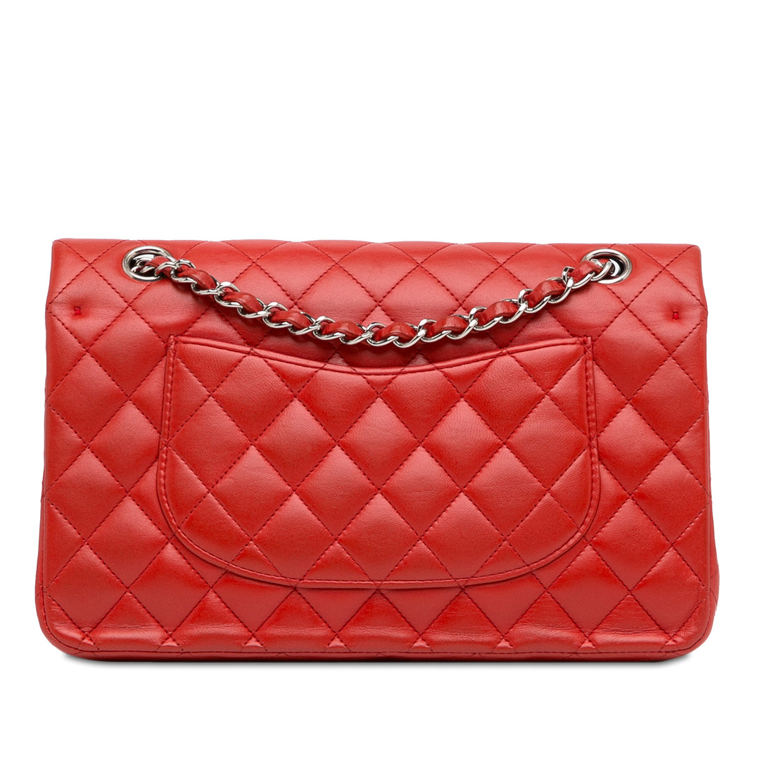 Medium Classic Lambskin Double Flap Red - Gaby Paris