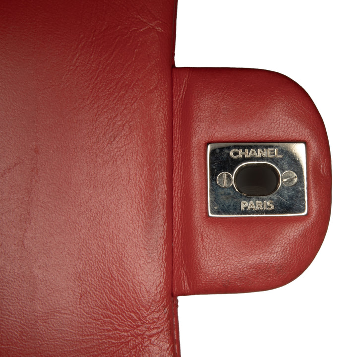 Medium Classic Lambskin Double Flap Red - Gaby Paris