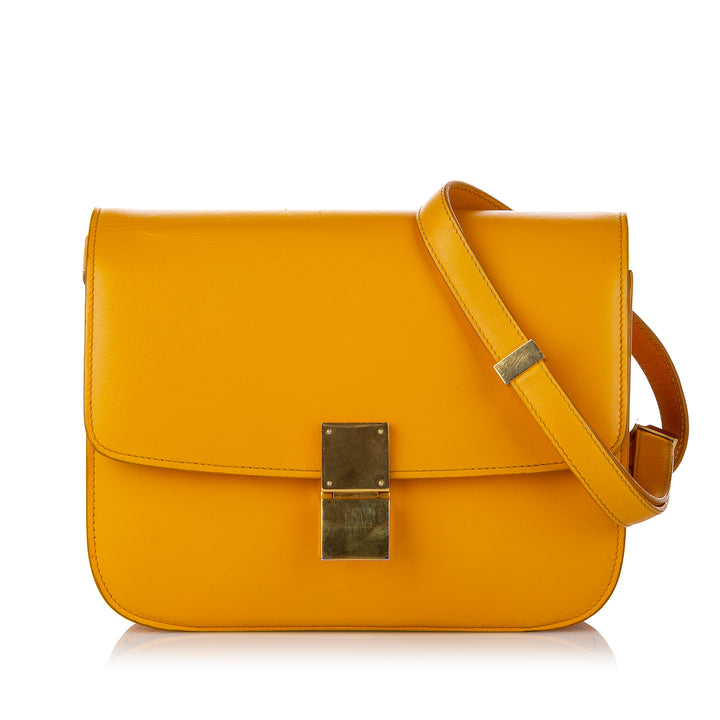 Medium Classic Box Leather Crossbody Bag Yellow - Gaby Paris